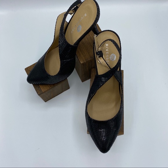 Riverberry black vegan leather snake slingback - Picture 3 of 7
